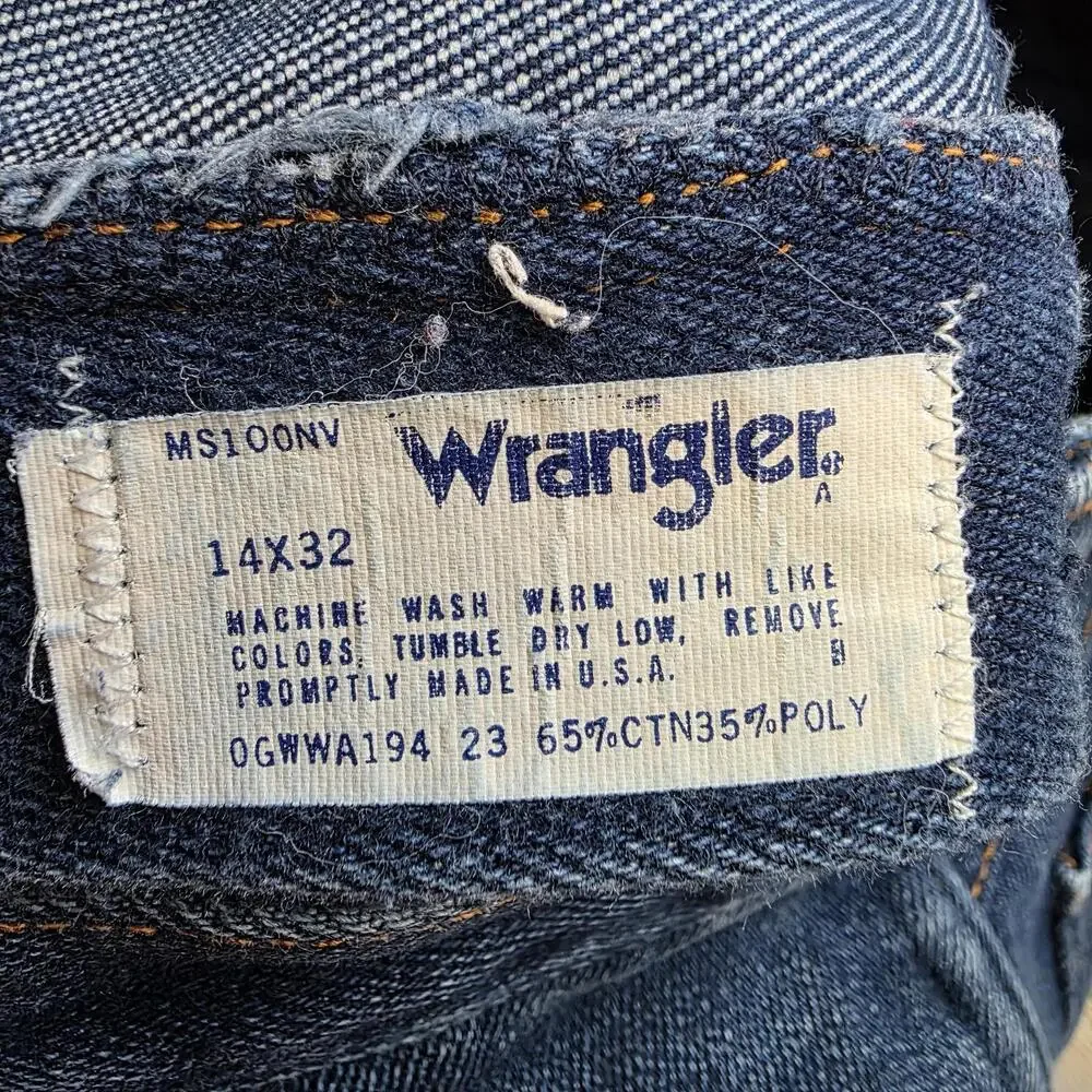 Vintage 70s Wrangler Jeans Women No Fault Denim High Waist MOM 14x32 Fits 28" - Picture 6 of 10